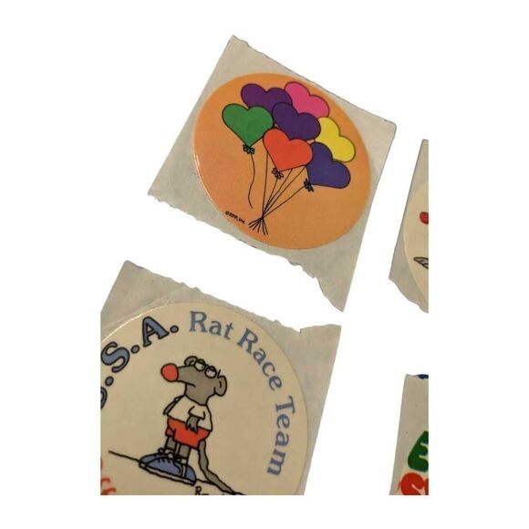 Lot of 6 Vintage 80s RPP Inc Stickers Unicorn Rat Hearts Balloons Chocolate - Picture 6 of 7
